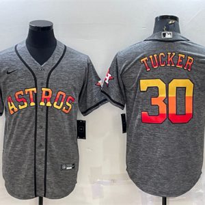 Houston Astros #30 Kyle Tucker Gray Cool Base Stitched Baseball Jersey