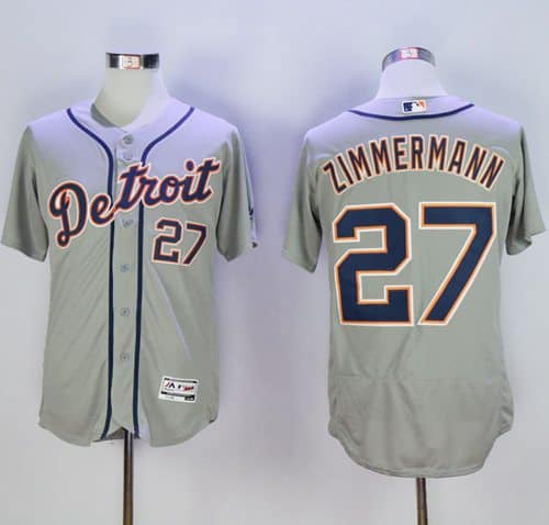 Tigers #27 Jordan Zimmermann Grey Flexbase Authentic Collection Stitched Jersey