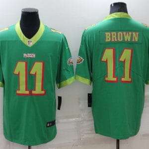 Philadelphia Eagles #11 A. J. Brown Green City Edition Limited Stitched Jersey