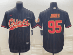 Kansas City Chiefs #95 Chris Jones Black With Patch Cool Base Stitched Baseball Jersey