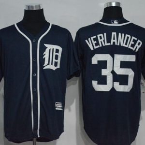 Tigers #35 Justin Verlander Navy Blue New Cool Base Stitched Jersey