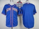 Mets Blank Blue Alternate Road Cool Base W 2015 World Series Patch Stitched Jersey