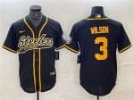Pittsburgh Steelers #3 Russell Wilson Black Gold With Patch Cool Base Stitched Jersey