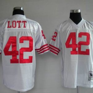 Mitchell And Ness 49ers Ronnie Lott Premier 42# Stitched White Jersey