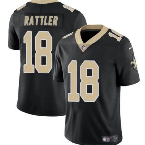 New Orleans Saints #18 Spencer Rattler Black Vapor Limited Stitched Jersey