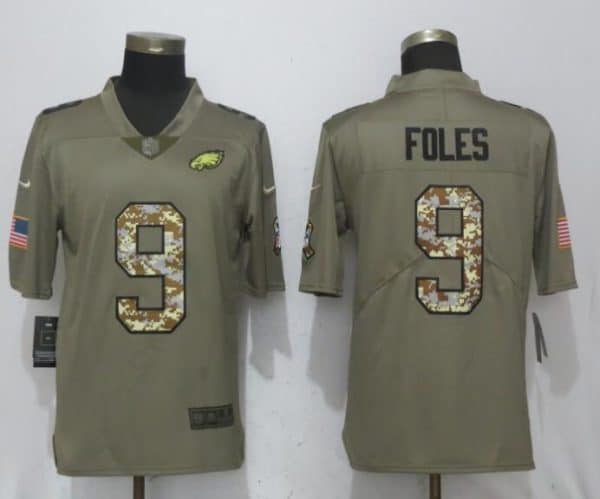 Philadelphia Eagles #9 Nick Foles Olive Camo Salute To Service Limited Stitched Jersey