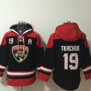 Florida Panthers #19 Matthew Tkachuk Black Red Lace-Up Pullover Hoodie