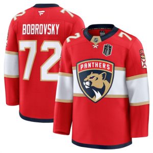 Florida Panthers #72 Sergei Bobrovsky Red 2025 Stanley Cup Final Patch Stitched Jersey
