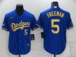 Los Angeles Dodgers #5 Freddie Freeman Royal Gold Cool Base Stitched Baseball Jersey