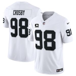 Las Vegas Raiders #98 Maxx Crosby White 2025 F.U.S.E. With 4-Star C Patch Vapor Limited Stitched Jersey