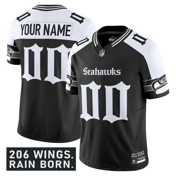 Seattle Seahawks Custom Black Alternate 2025 F.U.S.E. 'Gothic Rain City Shadows Edition' Vapor Limited Stitched Jersey
