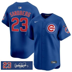 Chicago Cubs #23 Ryne Sandberg Royal 'Ryne Sandberg Tribute' Vapor Limited V3 Stitched Jersey