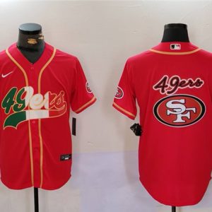 San Francisco 49ers Team Big Logo Red Mexico With Patch Stitched Jersey