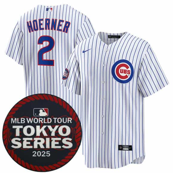 Chicago Cubs #2 Nico Hoerner White 2025 World Tour: Tokyo Series Home Stitched Jersey