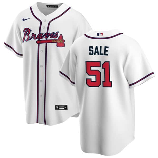Atlanta Braves #51 Chris Sale White Cool Base Stitched Jersey