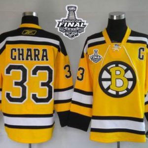 Bruins Stanley Cup Finals Patch #33 Zdeno Chara Stitched Winter Classic Yellow Jersey