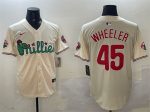 Philadelphia Phillies #45 Zack Wheeler Cream Phanatic Limited Stitched Jersey