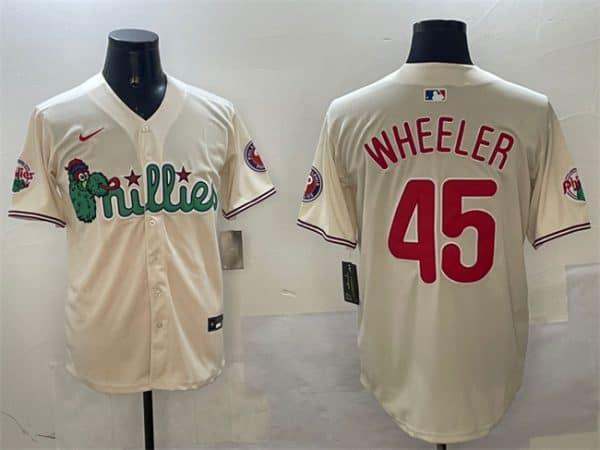 Philadelphia Phillies #45 Zack Wheeler Cream Phanatic Limited Stitched Jersey