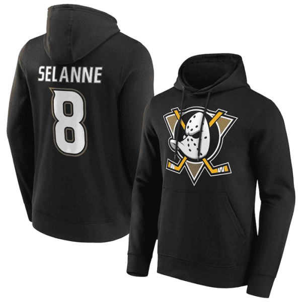Anaheim Ducks #8 Teemu Selanne Black Pullover Hoodie