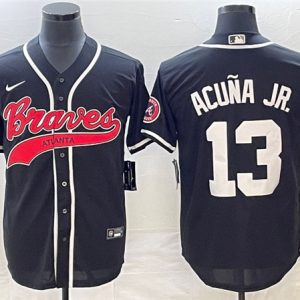 Atlanta Braves #13 Ronald Acuna Jr. Black Cool Base Stitched Jersey