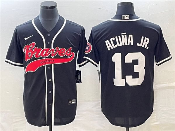 Atlanta Braves #13 Ronald Acuna Jr. Black Cool Base Stitched Jersey