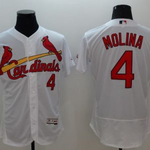 Cardinals #4 Yadier Molina White Flexbase Authentic Collection Stitched Jersey