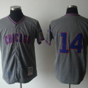 Mitchell And Ness 1968 Cubs #14 Ernie Banks Grey Stitched Throwback Jersey