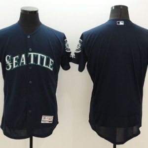 Mariners Blank Navy Blue Flexbase Authentic Collection Stitched Jersey