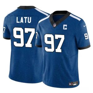 Indianapolis Colts #97 Laiatu Latu Blue 2024 Draft F.U.S.E. Thowback Vapor Limited Stitched Jersey