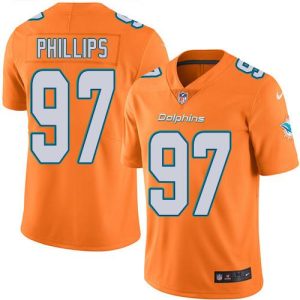 Dolphins #97 Jordan Phillips Orange Stitched Limited Rush Nike Jersey