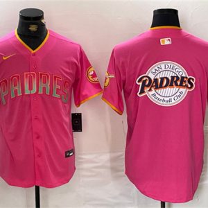 San Diego Padres Team Big Logo Pink Cool Base Stitched Jersey