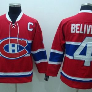 Canadiens #4 Jean Beliveau Stitched Red CH CCM Throwback Jersey