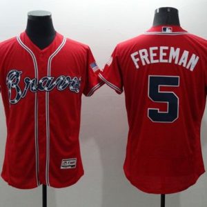 Braves #5 Freddie Freeman Red Flexbase Authentic Collection Stitched Jersey