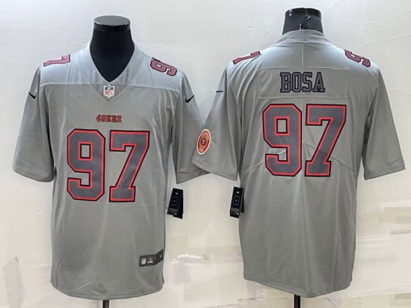 San Francisco 49ers #97 Nick Bosa Gray With Patch Atmosphere Fashion Stitched Jersey