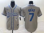 Los Angeles Dodgers #7 Julio Ur¨ªas Gray With Patch Cool Base Stitched Jersey