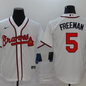 Atlanta Braves #5 Freddie Freeman White Cool Base Stitched Jersey