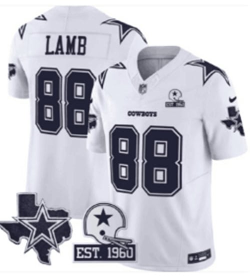 Dallas Cowboys #88 CeeDee Lamb 2024 White F.U.S.E. With Established In 1960 Patch Limited Stitched Jersey