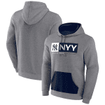 New York Yankees Heathered Gray Iconic Steppin Up Fleece Pullover Hoodie