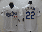 Los Angeles Dodgers #22 Clayton Kershaw White Gold Championship Cool Base Sttiched Jersey