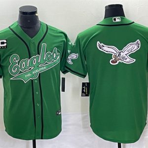 Philadelphia Eagles Green Team Big Logo With C Patch Cool Base Stitched Jersey