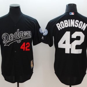 Los Angeles Dodgers #42 Jackie Robinson Black Throwback Cool Base Stitched Jersey