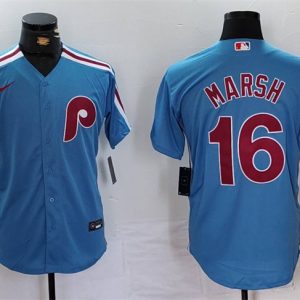 Philadelphia Phillies #16 Brandon Marsh Blue Cool Base Stitched Jersey