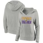 Minnesota Vikings Heather Gray Stronger Together Crossover Neck Pullover Hoodie(Run Small)