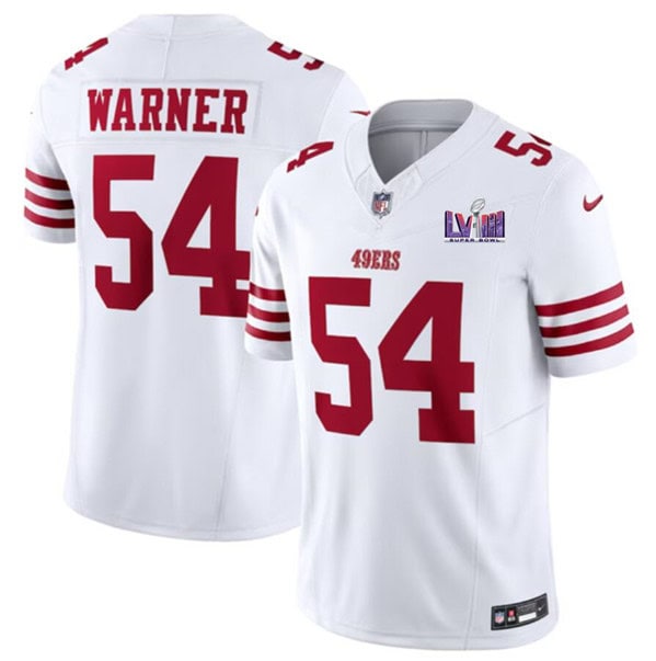 San Francisco 49ers #54 Fred Warner White 2023 F.U.S.E. NFC West Champions Patch Stitched Jersey