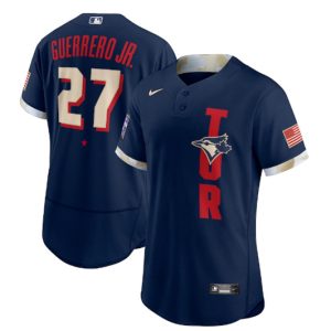 Toronto Blue Jays #27 Vladimir Guerrero Jr. 2021 Navy All-Star Flex Base Stitched Jersey