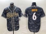 Pittsburgh Steelers #6 Patrick Queen Grey Camo With Patch Cool Base Stitched Jersey