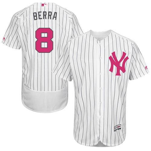Yankees #8 Yogi Berra White Strip Flexbase Authentic Collection 2016 Mother's Day Stitched Jersey