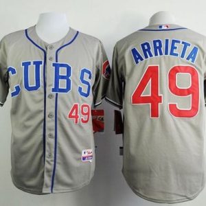 Cubs #49 Jake Arrieta Grey Alternate Road Cool Base Stitched Jersey