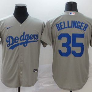 Los Angeles Dodgers #35 Cody Bellinger Grey Cool Base Stitched Jersey