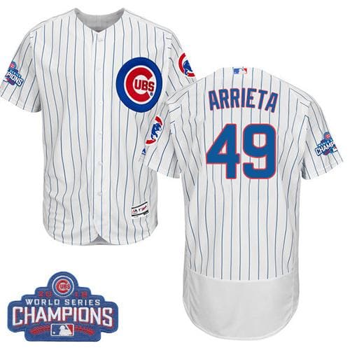 Cubs #49 Jake Arrieta White Flexbase Authentic Collection 2016 World Series Champions Stitched Jersey